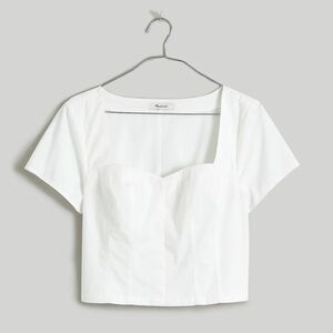 Madewell White Crop Bustier Blouse Short Sleeve